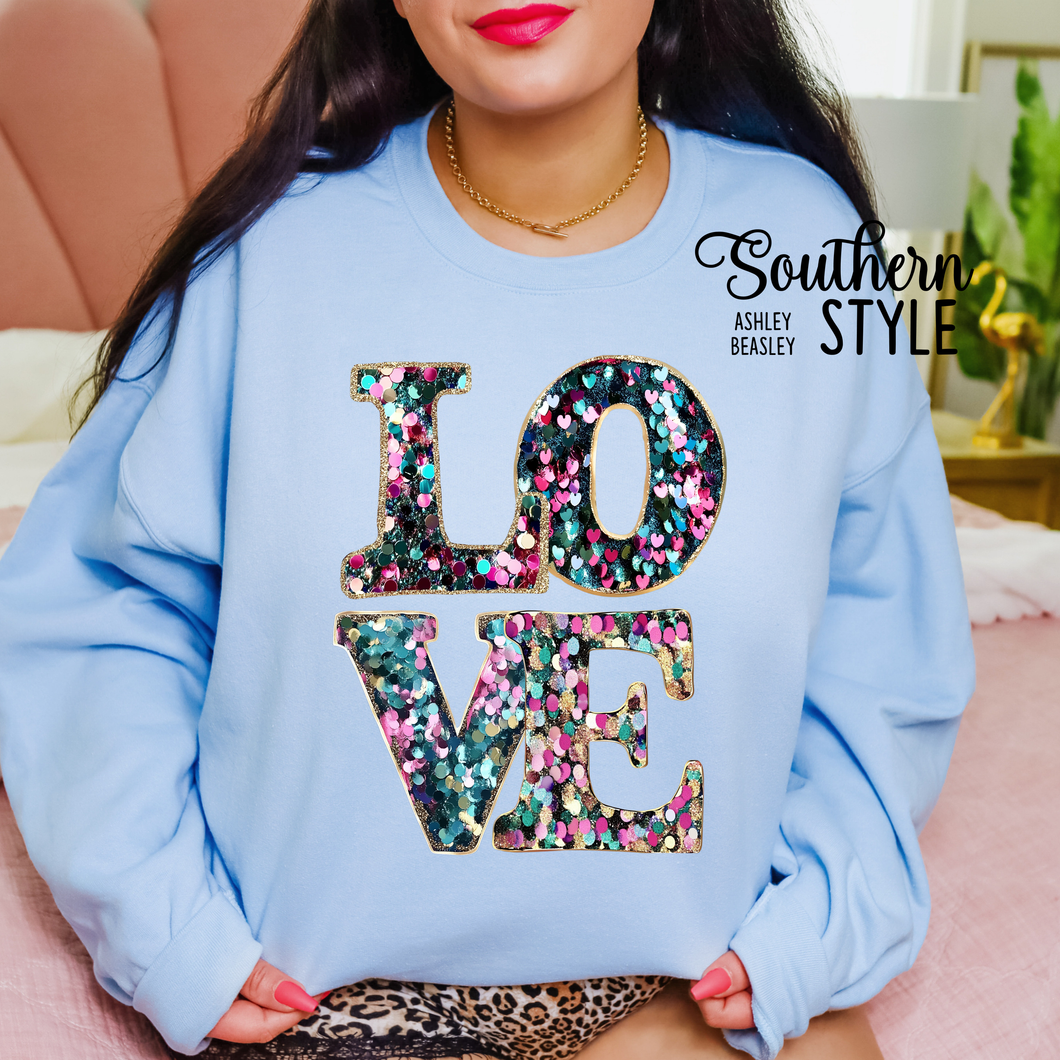 LOVE Glitter Blue Sweatshirt