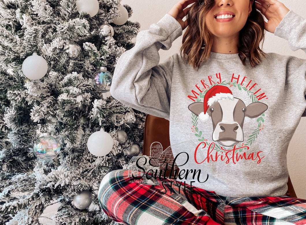 Merry Heifin’ Christmas Cow Sweatshirt